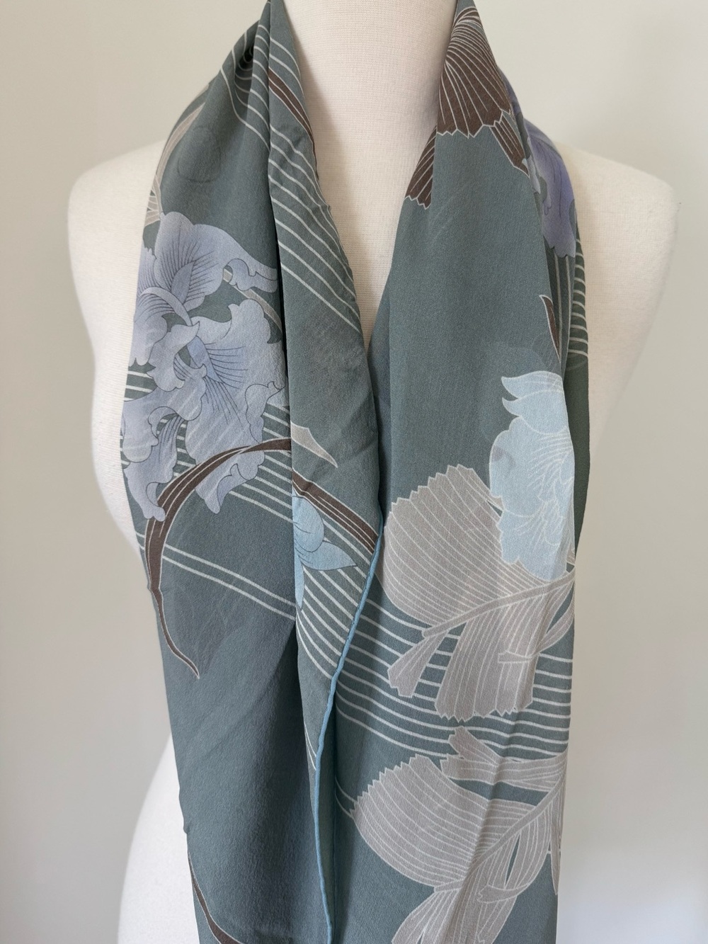 LEONARD PARIS 100% Silk Chiffon Scarf 26"x69"